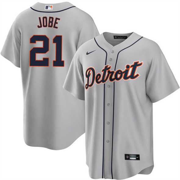 Men%27s Detroit Tigers #21 Jackson Jobe Gray Cool Base Stitched Jersey Dzhi->detroit tigers->MLB Jersey